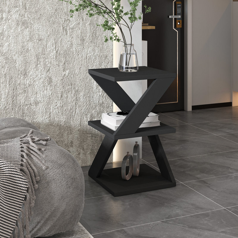 Cambri Cross Legs End Table, Grey/Brown/Blue