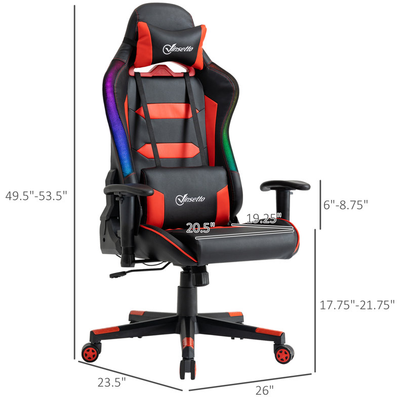 Chaise de bureau Vinsetto Racing avec lumière DEL RVB