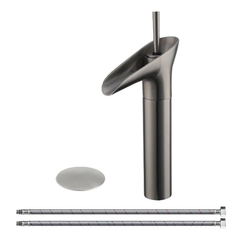 Vessel Single Hole Single Handle Bathroom Faucet with Drain Assembly, Brushed Nickel