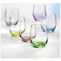 Rainbow Colored 14 oz Drinking Glasses 6 pcs
