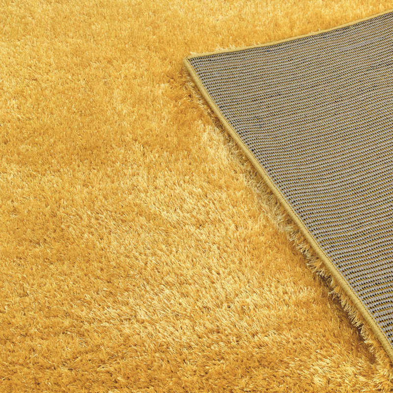 Natonia Shiny Shaggy Gold Area Rug, Rectangle 120 x 170cm