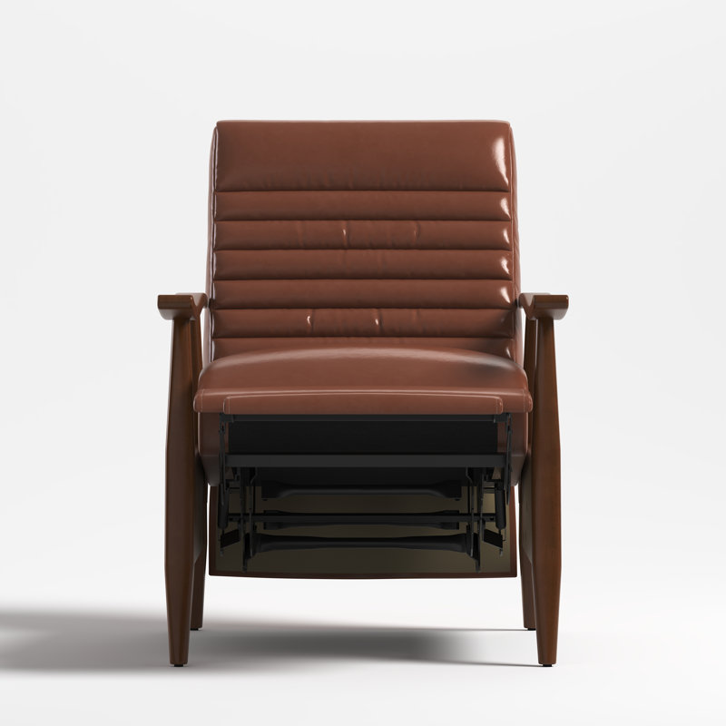 Fauteuil inclinable moderne en cuir Irie Mid-Century avec structure en bois massif, Brun