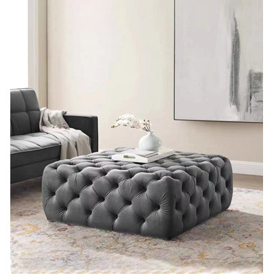 Ottoman Tufted Square Velvet Solid Wood Living Room