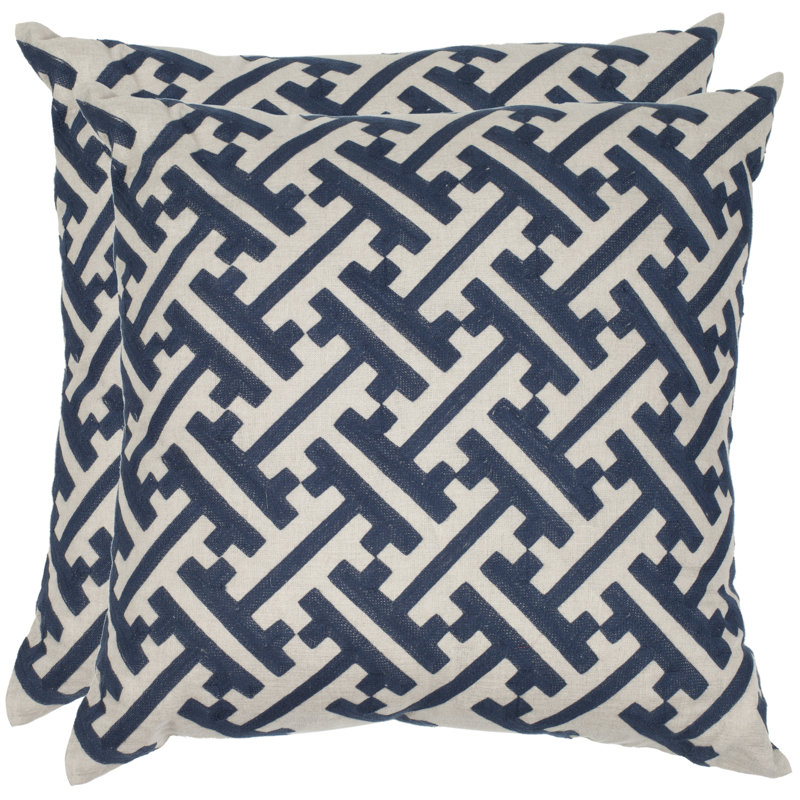 Embroidered Linen Reversible Throw Pillow, 18" H x 18" W