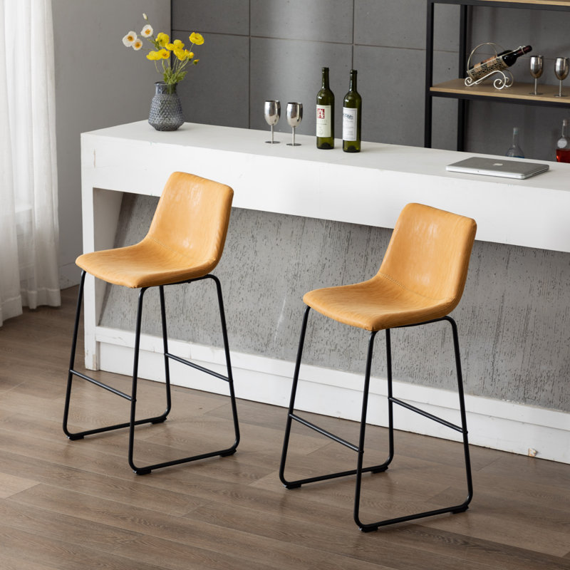 Daves 27.55" Bar & Counter Stool, Yellow Tan