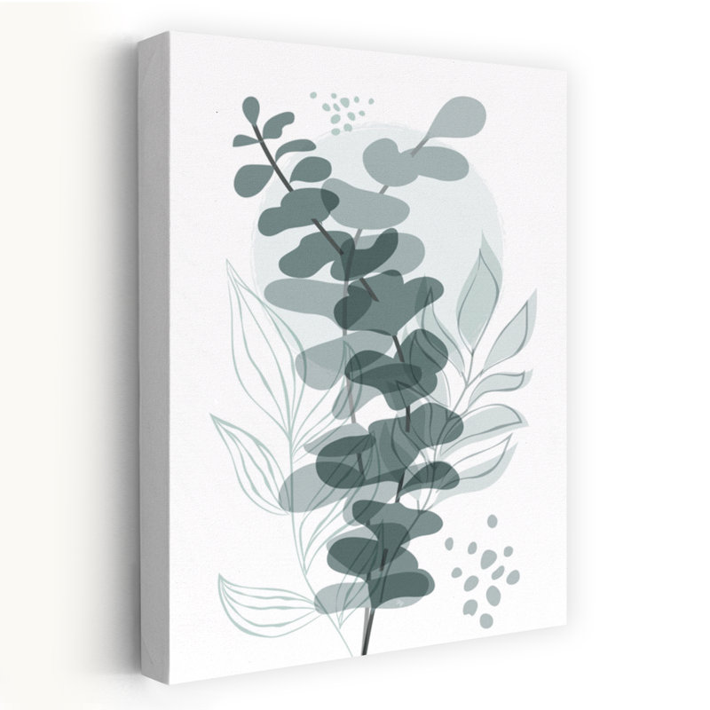 Eucalyptus Branches Minimalist Abstract Minimalist Modern Plant Landscape Wall Art Print 1 Piece Wrapped Canvas Wall Art
