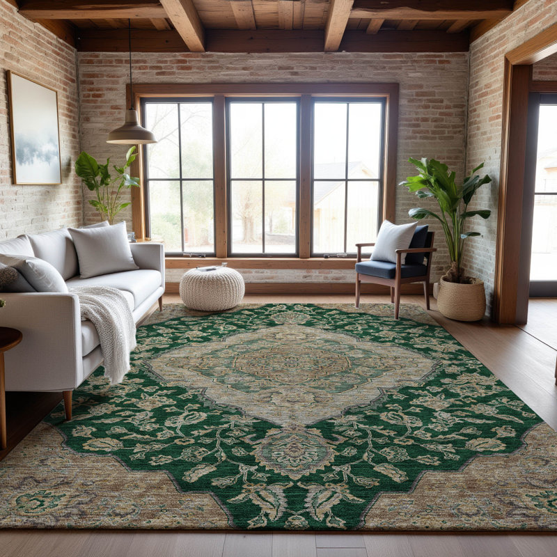 Premium Machine Washable Gurubaksh AMF1151 Global Rug, Rectangulaire 3 pi x 5 pi