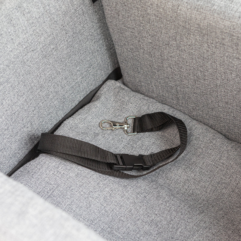 Gray Soft Sided Pet Car Seat with Safety Tether