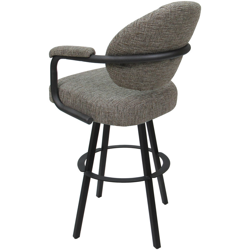 Tabouret de bar pivotant en métal Leandra, Mélange de polyester brun clair / cadre gris