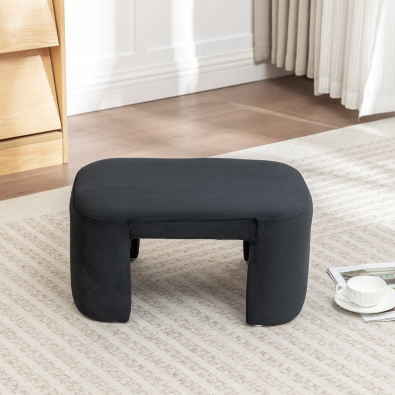 Havenhill Velvet Ottoman, Black, Velvet