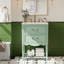 Meuble-lavabo rétro vert avec lavabo en céramique, élégance de salle de bain rétro
