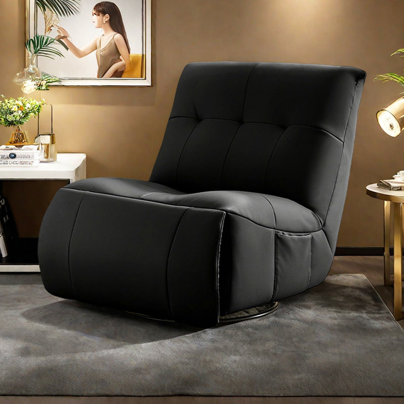 Artificial Leather 360° Rotation Function Recliner, Black