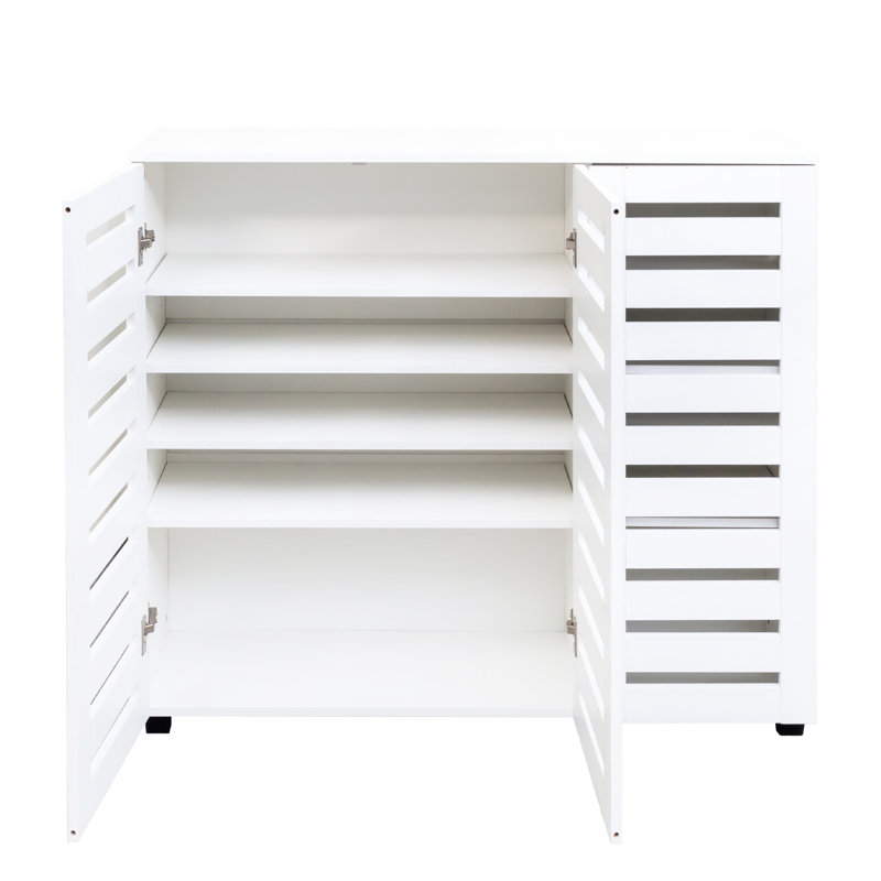 Armoire à chaussures élégante pour le salon et le vestibule avec un design à persiennes - tablettes de rangement réglables