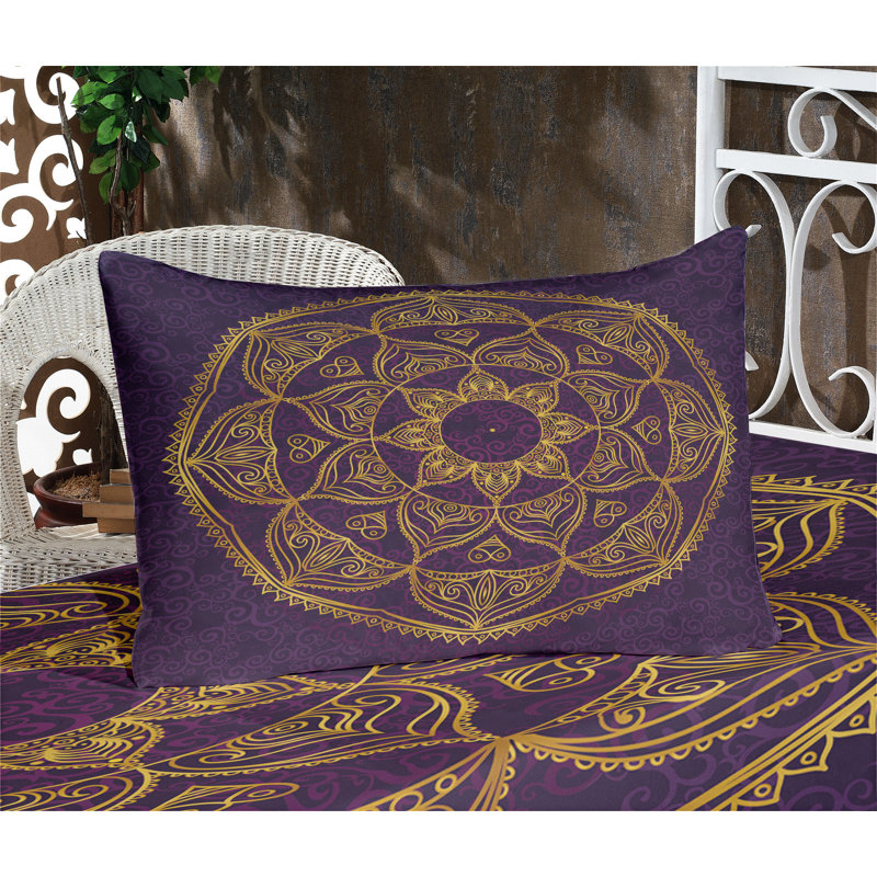 Ensemble de draps et taies décoratives Ambesonne Mandala, mauve terre jaune