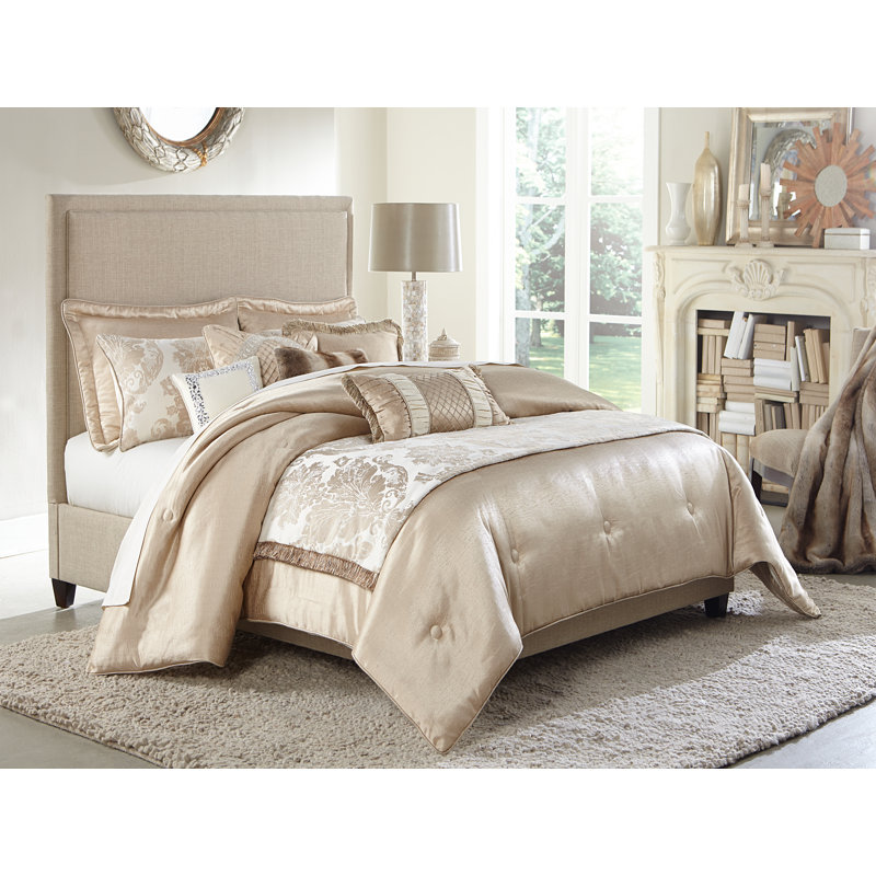 Palermo Ivory King Comforter Set with Jacquard Accents, 10-Piece