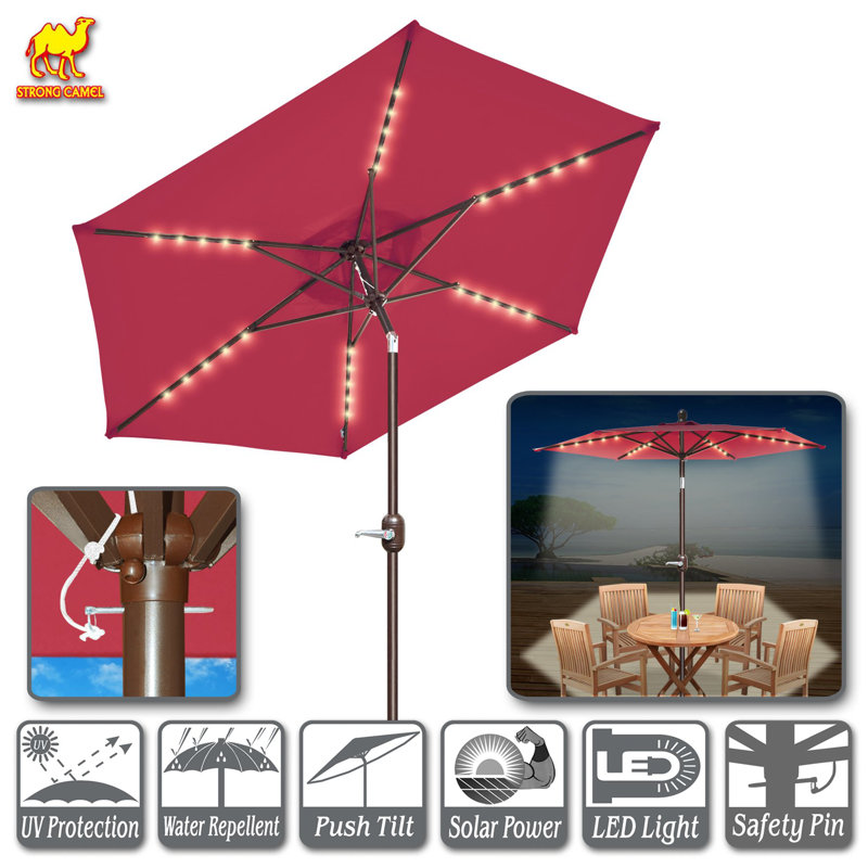Parasol à DEL incliné pour l'extérieur, Rouge