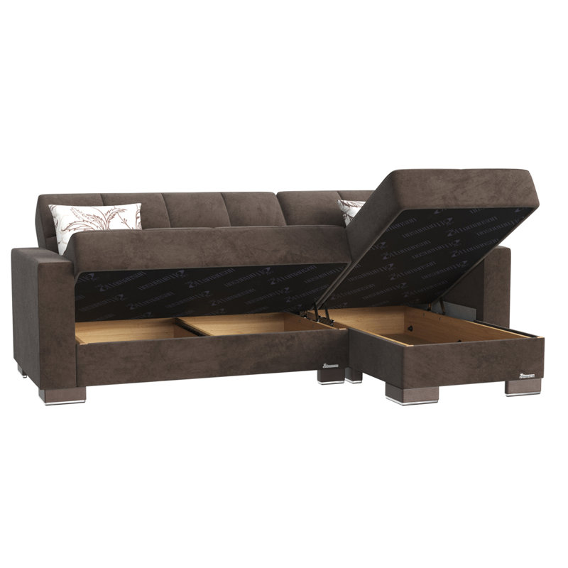 Chaise longue convertible avec rangement Primenest Nimbusflow, Dark Brown Chenille