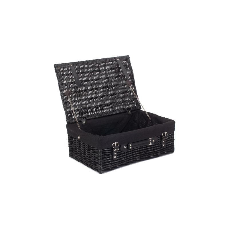 Wicker Hamper Basket with Lining, Black/Black, 19cm H x 46cm W x 30.5cm D