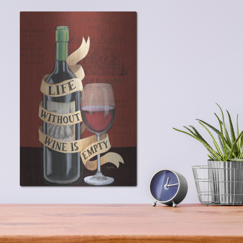 «Wine Wisdom 2» par Mary Urban, art mural en métal, H 16 po x l 12 po