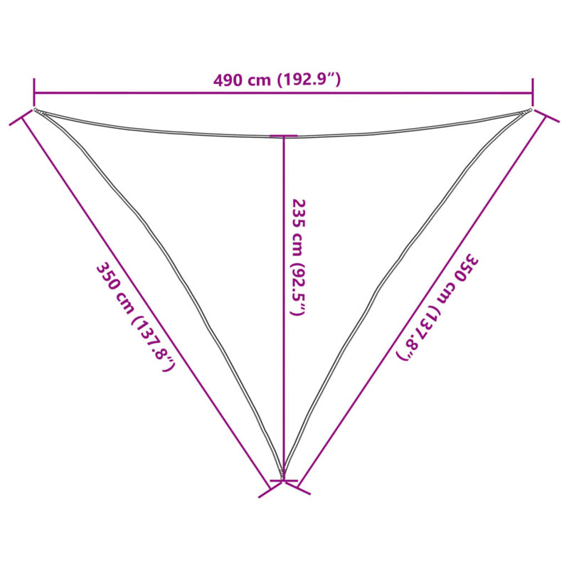 Burghilde 100% Polyester Oxford 3.5m x 3.5m x 4.9m Triangle Shade Sail, Light Grey