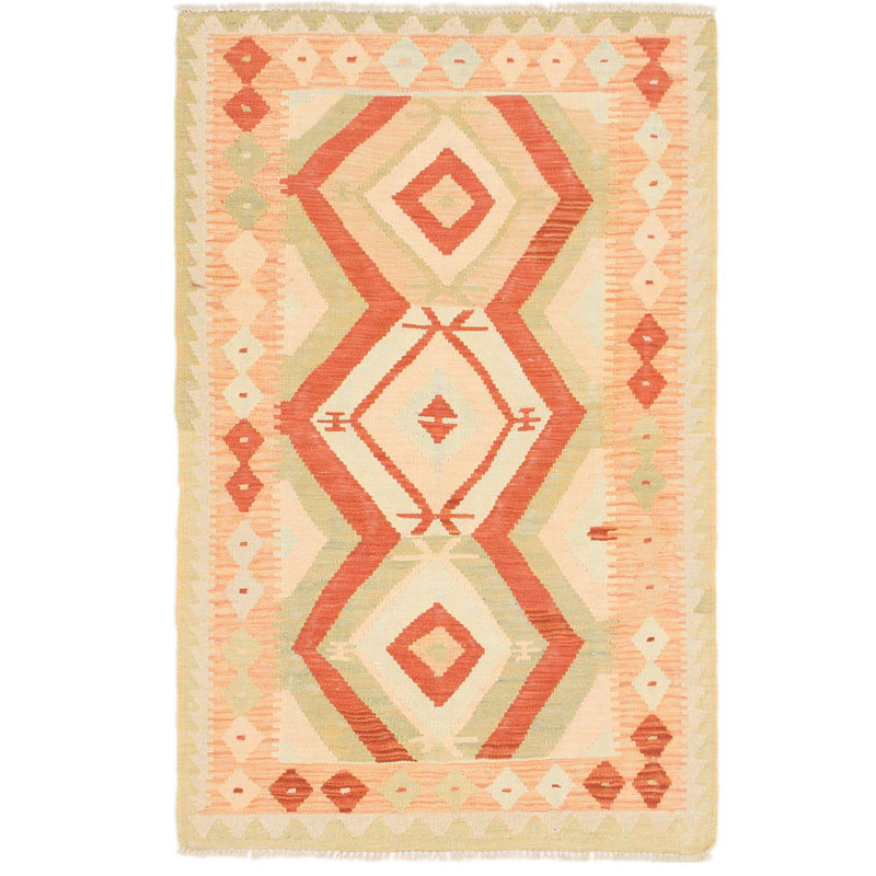 Tapis en laine rouge/beige 2 pi 9 po x 4 pi 3 po one-of-kind main-noué la Elland