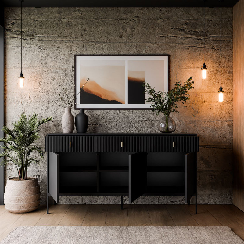 154.5cm Sideboard, Black Matte
