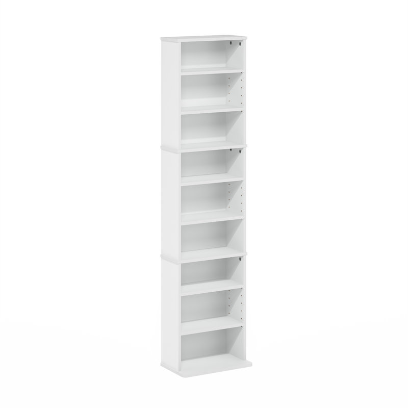Support de rangement multimédia 9 tablettes avec tablettes réglables, Blanc / Blanc