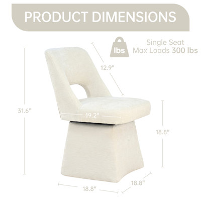Chenille Swivel Dining Chair - Modern Open Back, 360° Rotating - (Set of 4)