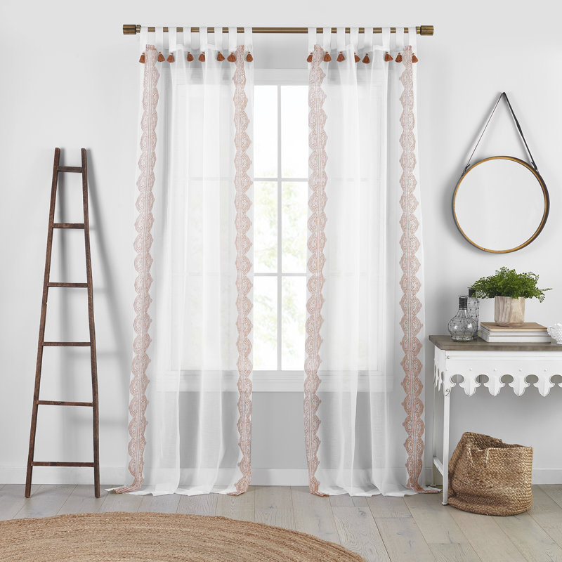 Panneau de rideau simple diaphane Axbridge, Terra Cotta, 52 po x 95 po