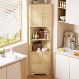 Morden Tall Corner Cabinet For Mulitiple Scenarios With Elegant Handle And Shelves