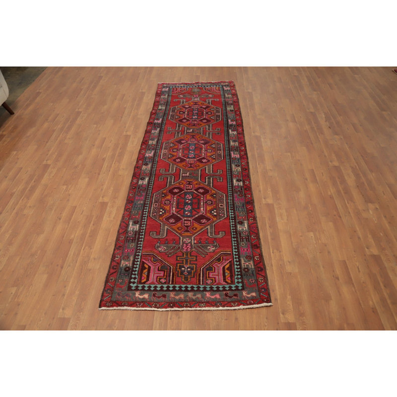 Tapis de couloir géométrique traditionnel en laine 3 x 10