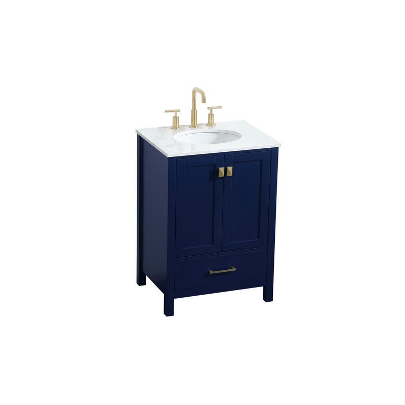 Irene 24'' Single Bathroom Vanity with Engineered Marble Top, Blue
