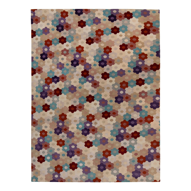 Multicolored Contemporary Tibetan Wool Silk Blend Rug - 8' x 10'