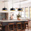 1-Black gold round dimmable iron pendant light