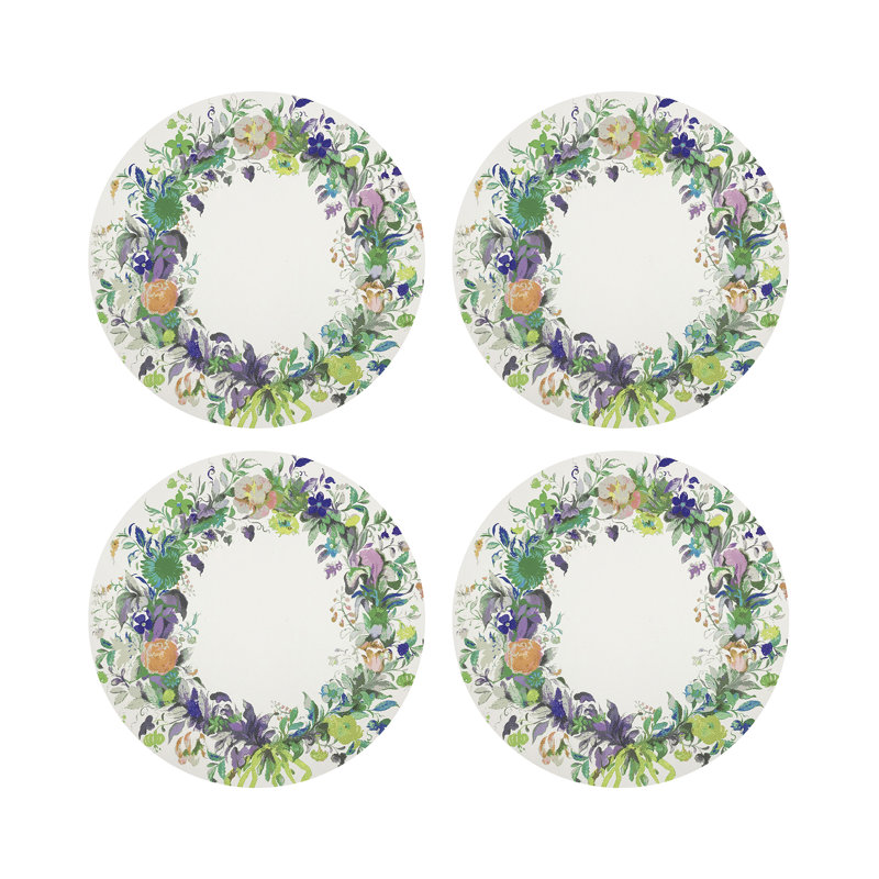Wreath Flowers Pebble 16" Vinyl Placemat, Green