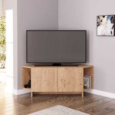 Ola Corner TV Unit for TVs up to 50 Inch, TV Stand with Storage Cabinet & Shelves