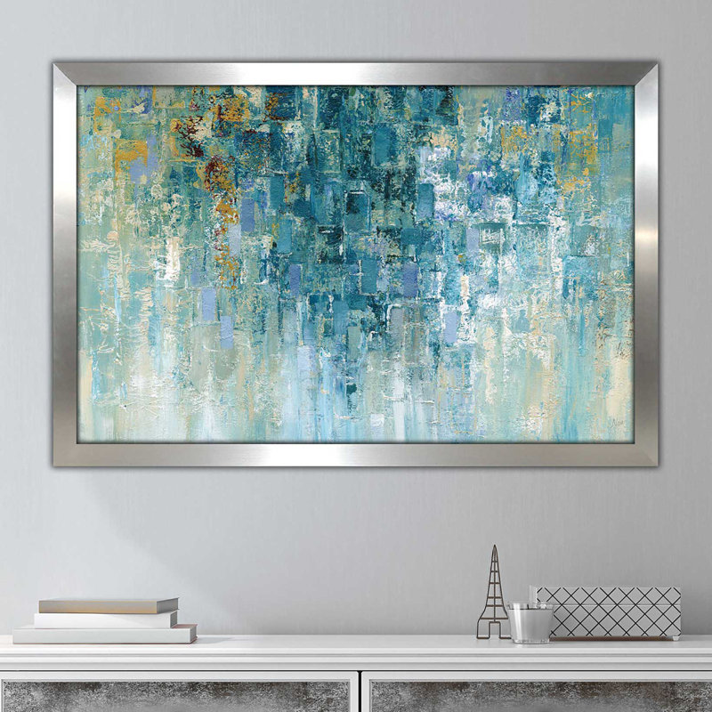 «I Love the Rain» par Nan - reproduction, H 27,5 po x l 39,5 po x P 0,75 po, Encadrement argenté