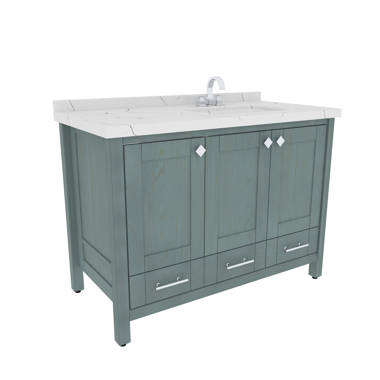 Lark Manor Wellsville 55'' Double Bathroom Vanity with Quartz Top