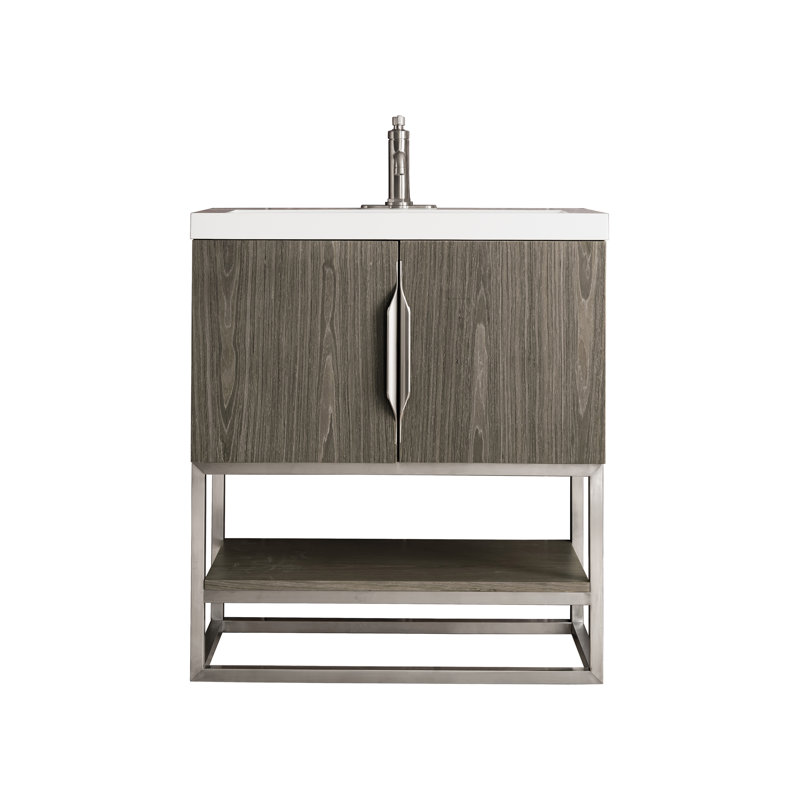 Keven 31.5'' W Single Vani, Ash Gray, Brushed Nickel