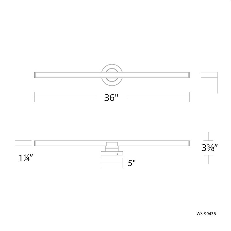 Bastone 1 - Light LED Bath Bar, 36'' W, Brushed Nickel, 3500K