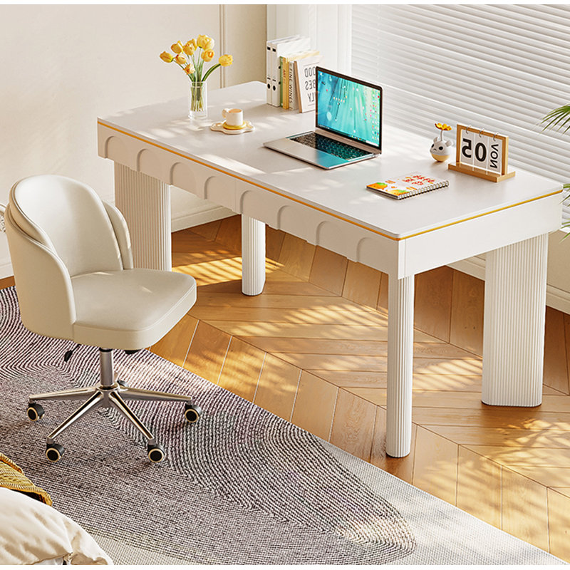 Bureau en pierre frittée de style crème, H 29,5 po x l 47,2 po x P 23,6 po