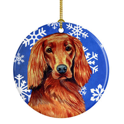 Ornement figurine suspendu en céramique de noël irish flocon de neige