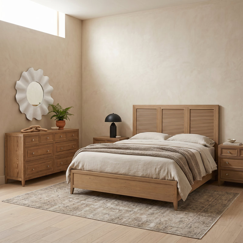 Carlingford Sand Dune Bedroom Set, 5 Pcs: Bed, 2 Nightstands, Dresser, Mirror, Queen
