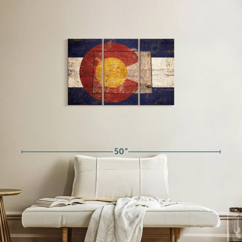 Borges State Map Over Colorado Flag, 36" H x 57" W