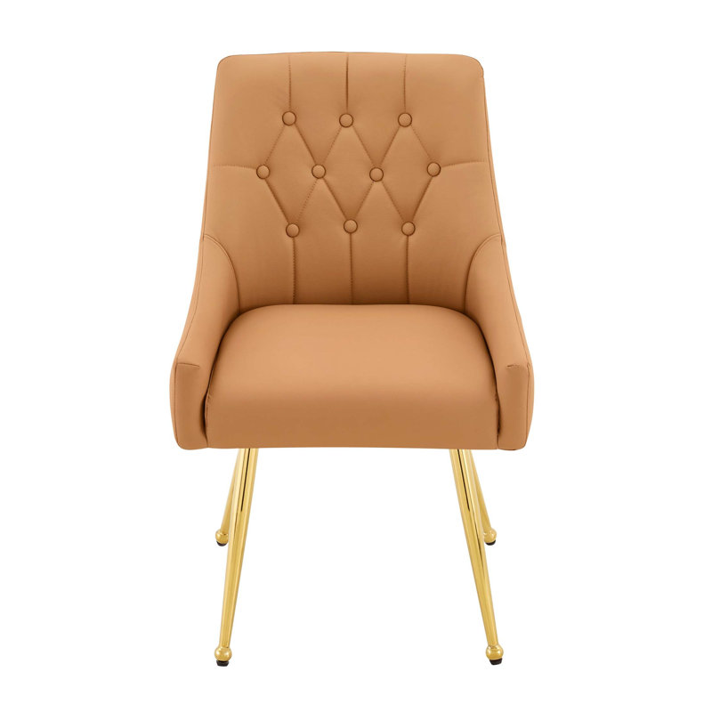 Élégante chaise de salle à manger capitonnée avec poignée en métal et coussin à ressorts