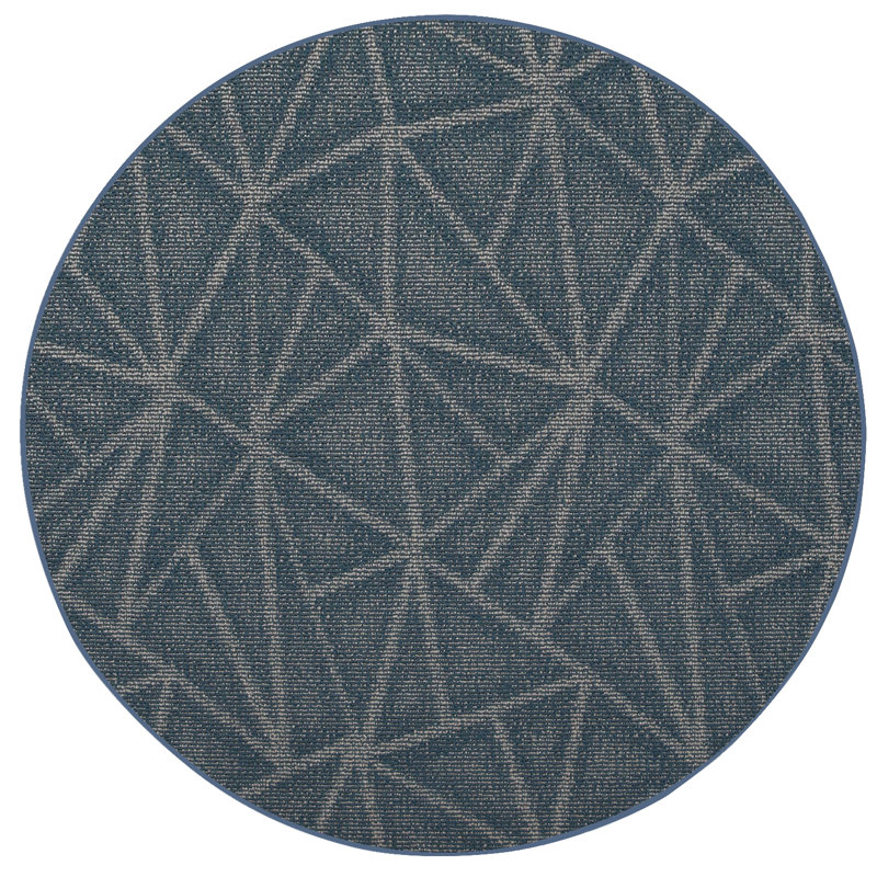 Tapis raffiné à imprimé raffiné bleu, Rond 10 pi