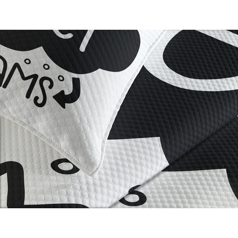 Ambesonne Saying Bedspread Set Cloud with Arrows Black and White, King Bedspread + 2 Standard Shams