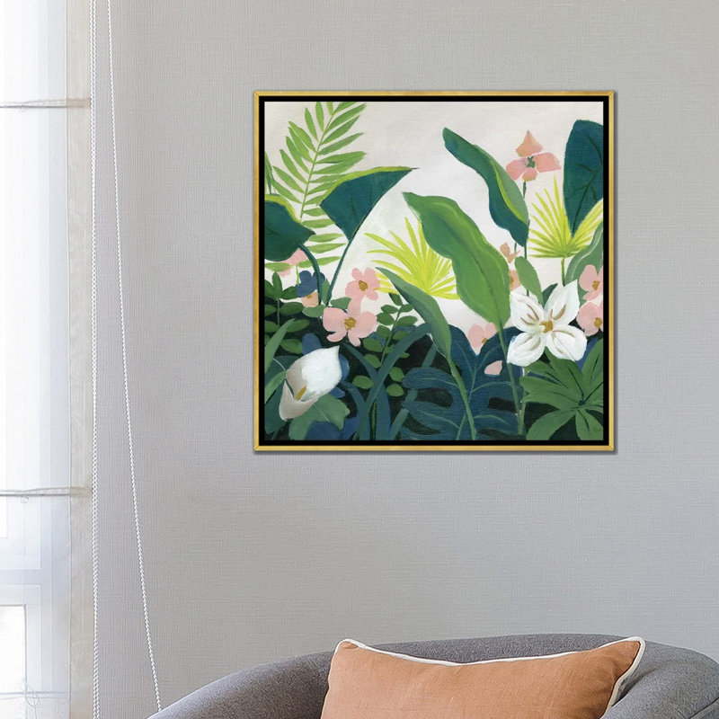 «Tropics» par Nan - reproduction imprimée, H 26 po x l 26 po x P 1,5 po, Encadrement doré