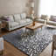 Tapis botanique transitionnel en laine touffeté à la main bleu marine, blanc et beige Medford-23286632