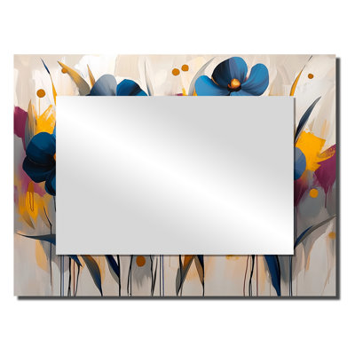 Red Blue Cornflower Blooms - Cornflowers Mirror For Wall Art Decor - Printed On Metal